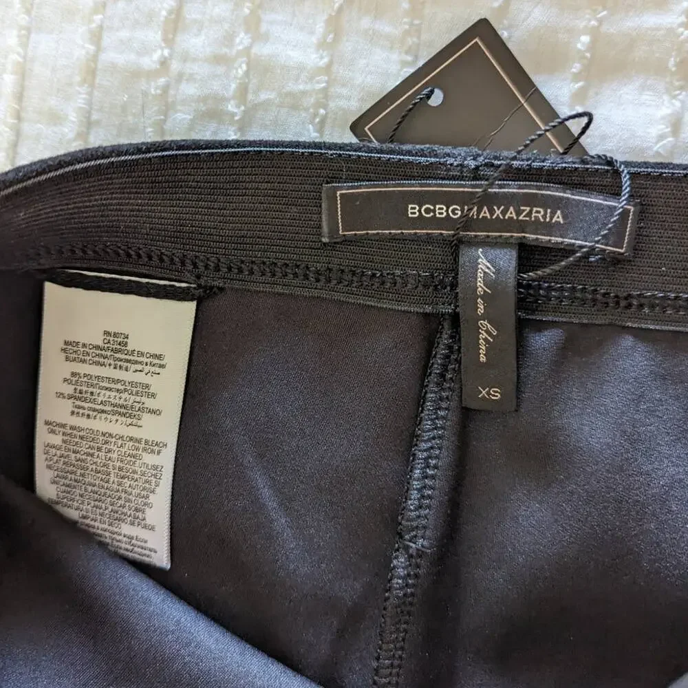 NWT BCBG MAXAZARIA 'Mason' Faux Suede Black Leggings size XS